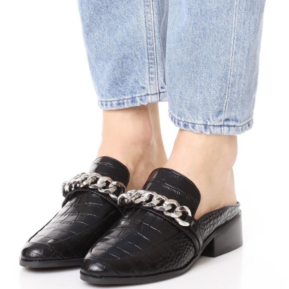 Steven Swanki Mule Croc Chainlink Mule Burgundy 9… - image 2